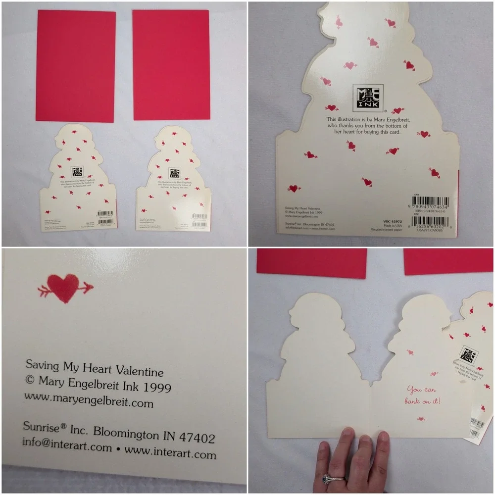 Vintage Mary Engelbreit Greeting Card Lot Valentine Sealed With A Kiss ME Ink